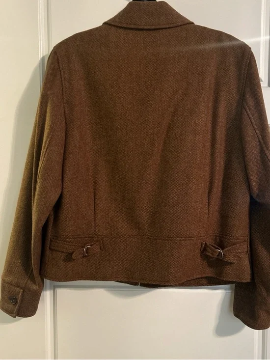 Ralph Lauren Tan-Brown Zip Front Wool Blazer Jacket - Picture 2 of 8